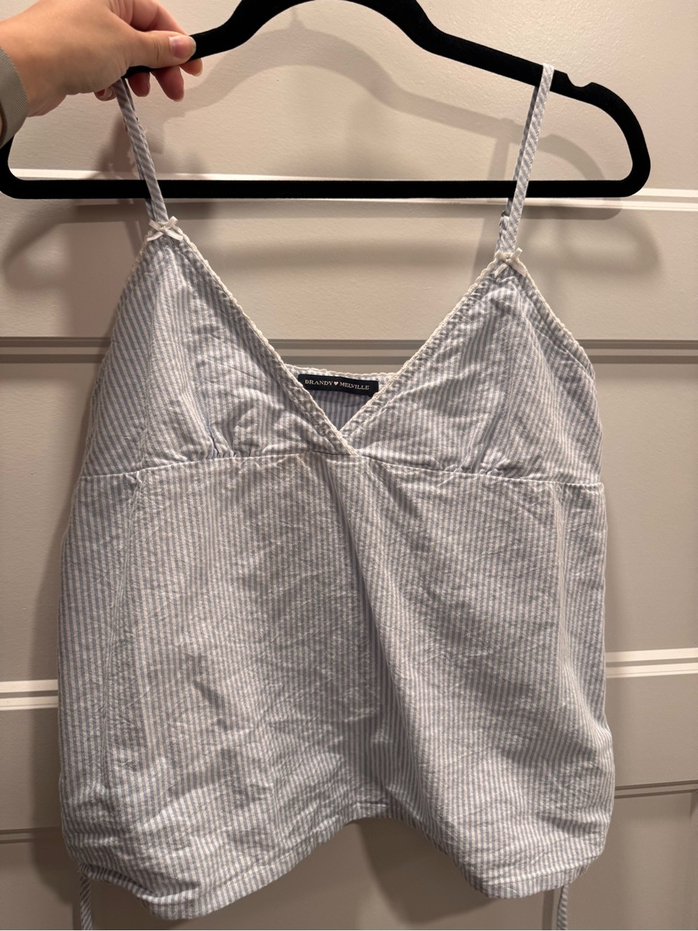 Brandy Melville Light Blue & White Striped V-Neck Cami